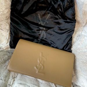 YSL Calfskin Monogram Large Belle De Jour Clutch